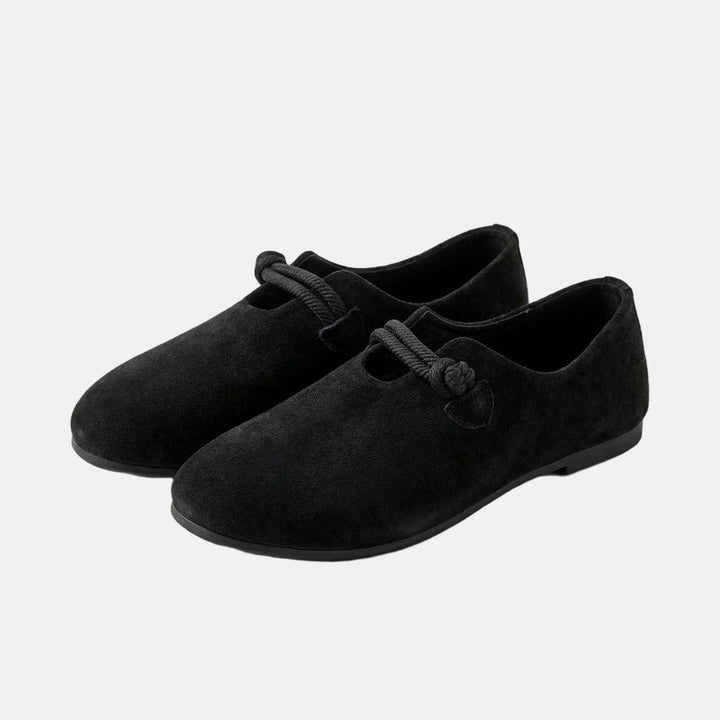 Letnie zamszowe loafersy, lekkie mokasyny z detalem ze sznurka dla kobiet