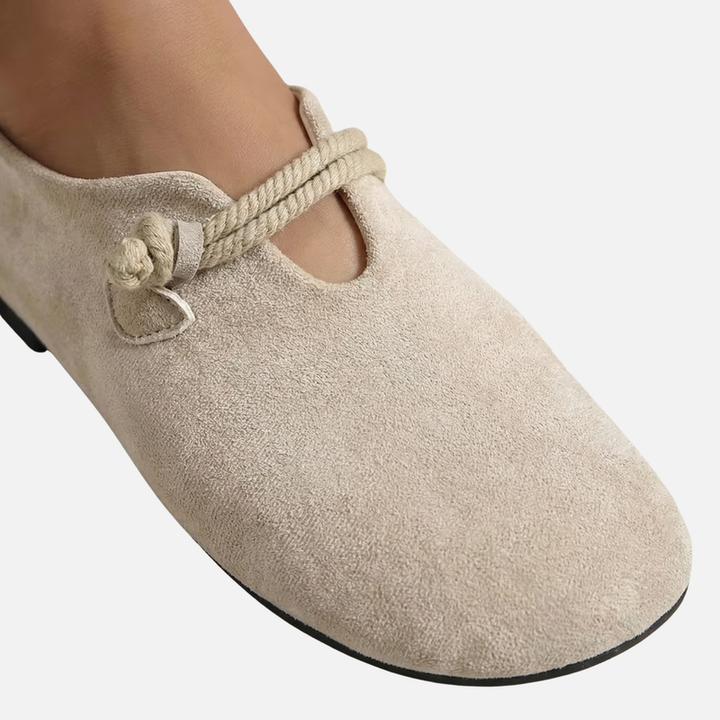 Letnie zamszowe loafersy, lekkie mokasyny z detalem ze sznurka dla kobiet