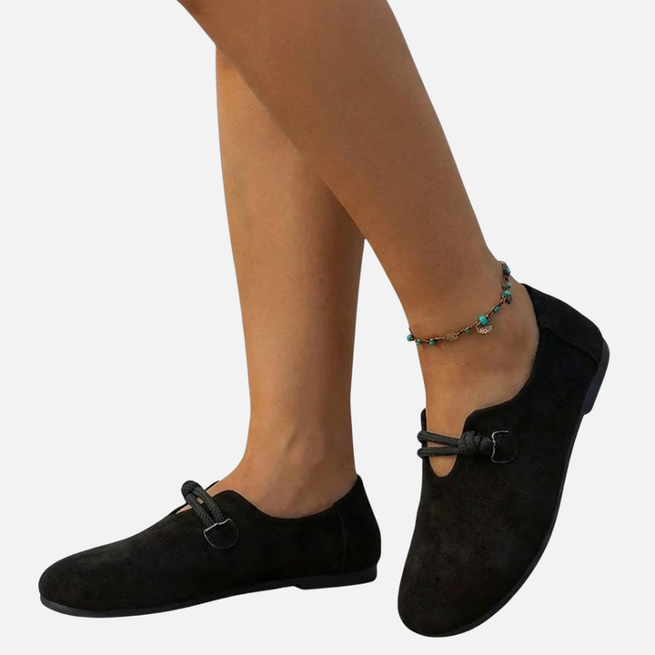 Letnie zamszowe loafersy, lekkie mokasyny z detalem ze sznurka dla kobiet