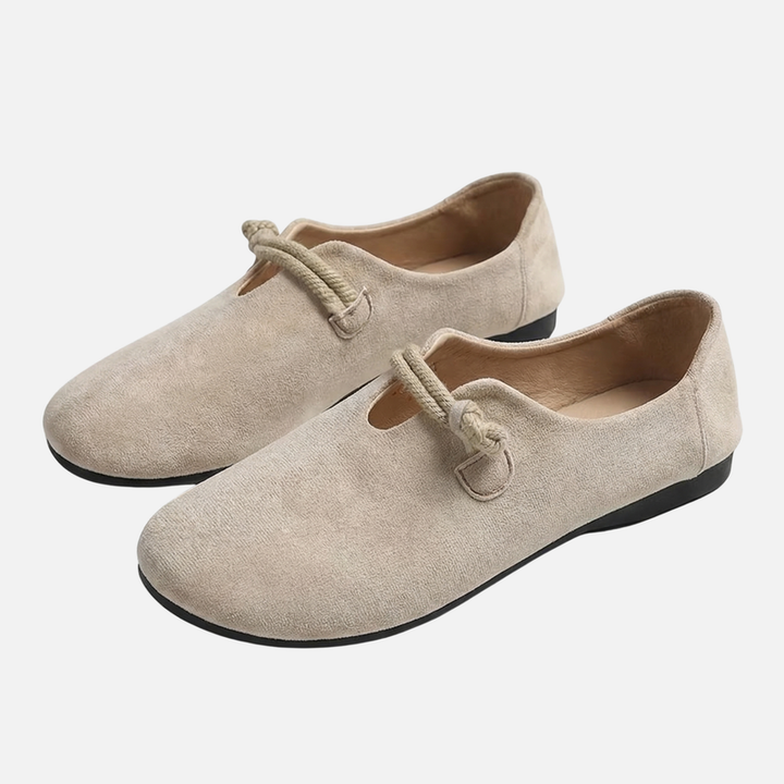 Letnie zamszowe loafersy, lekkie mokasyny z detalem ze sznurka dla kobiet