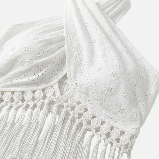 Spitzen Top mit Neckholder Ausschnitt und Quasten-Detail für Damen