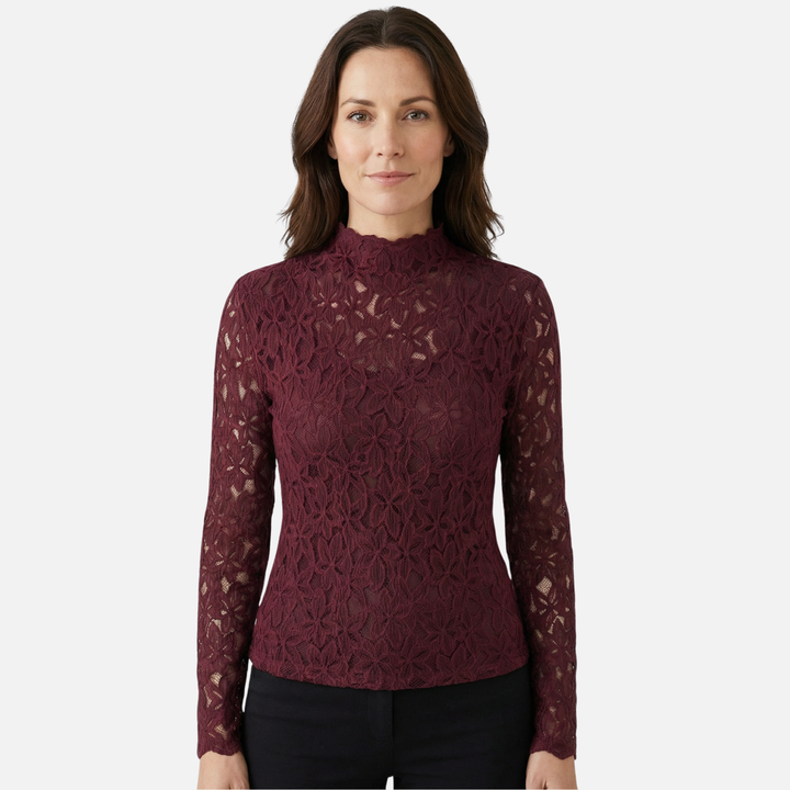Lace blouse with long sleeves for women