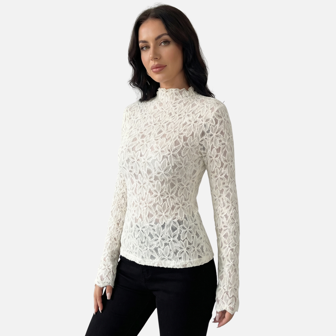 Spitzenbluse mit Langärmeln für Frauen