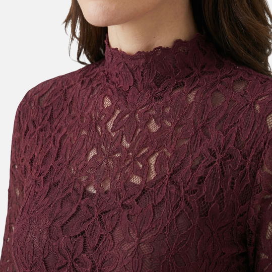 Spitzenbluse mit Langärmeln für Frauen