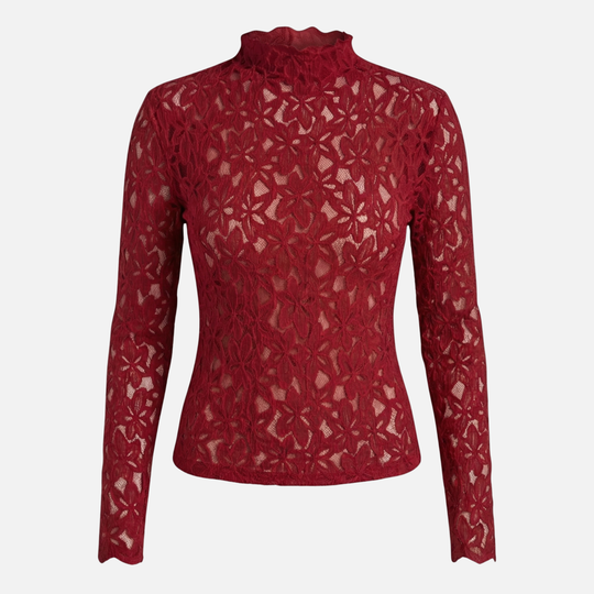 Spitzenbluse mit Langärmeln für Frauen