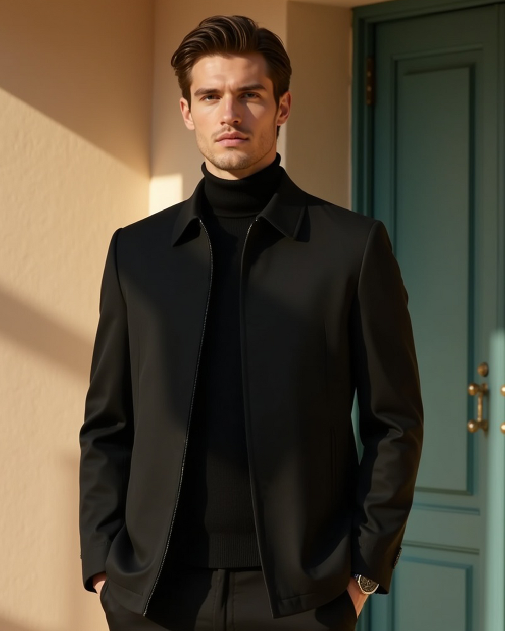 Leichte Freizeitjacke mit Stehkragen – Herren-Outdoorjacke mit Reißverschluss