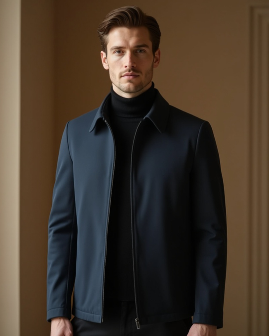 Leichte Freizeitjacke mit Stehkragen – Herren-Outdoorjacke mit Reißverschluss