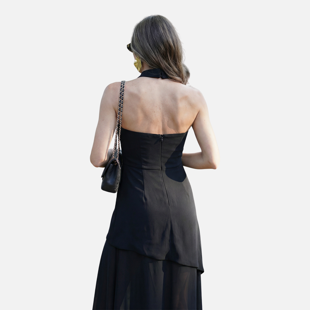 Straploses Maxikleid mit hohem Schlitz für Damen