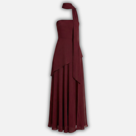 Straploses Maxikleid mit hohem Schlitz für Damen