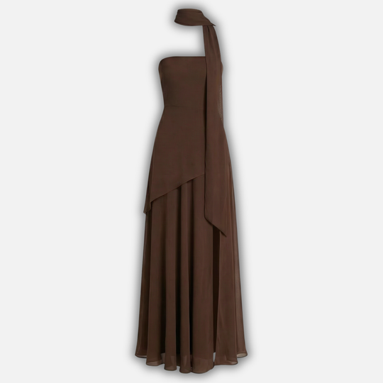 Straploses Maxikleid mit hohem Schlitz für Damen