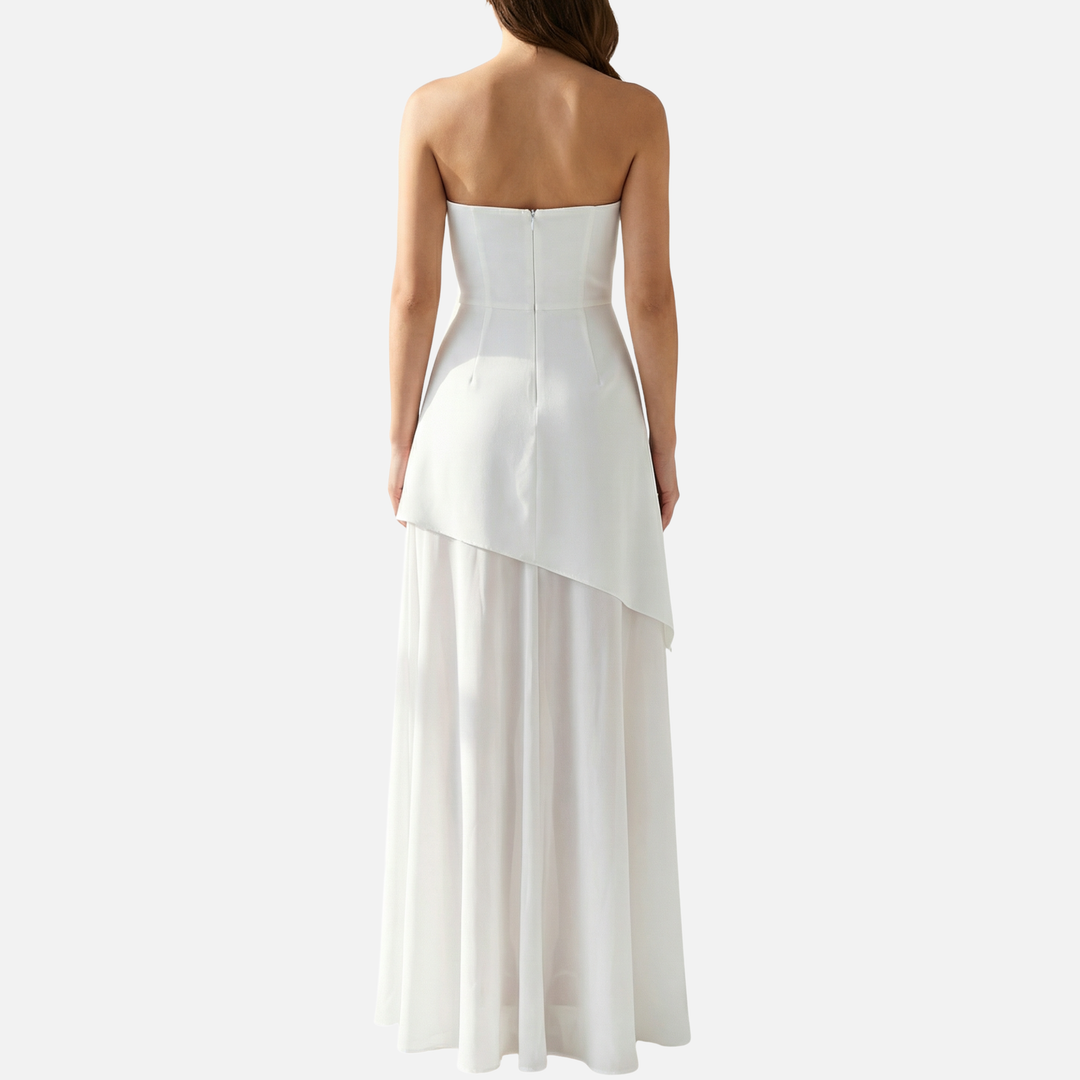 Straploses Maxikleid mit hohem Schlitz für Damen