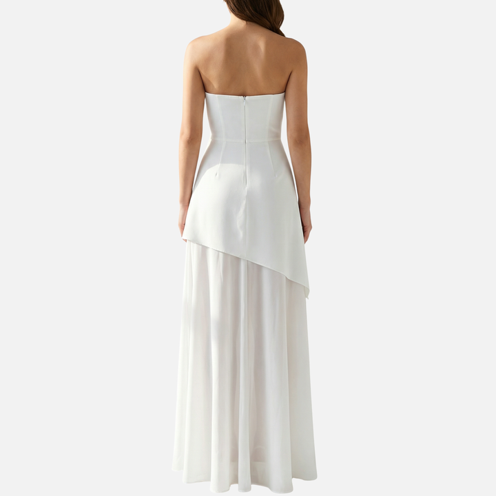 Straploses Maxikleid mit hohem Schlitz für Damen