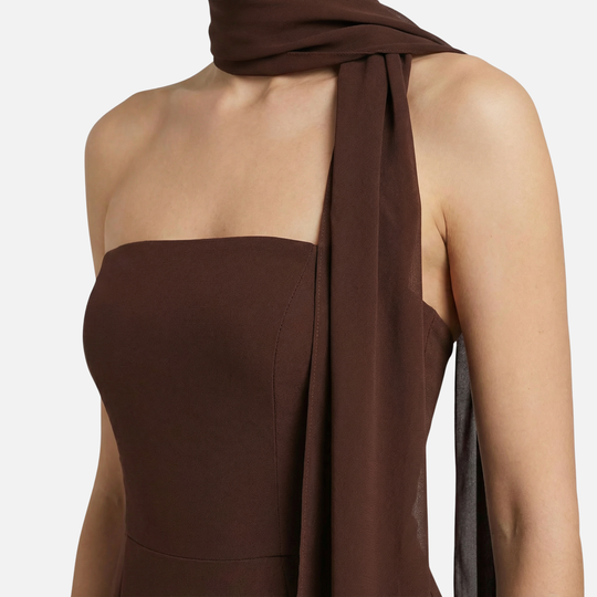 Straploses Maxikleid mit hohem Schlitz für Damen