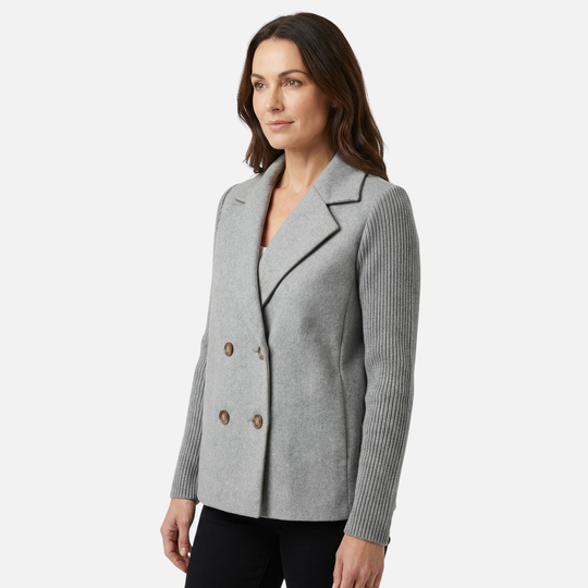 Strukturierter Blazer mit Gerippten Ärmeln für Frauen