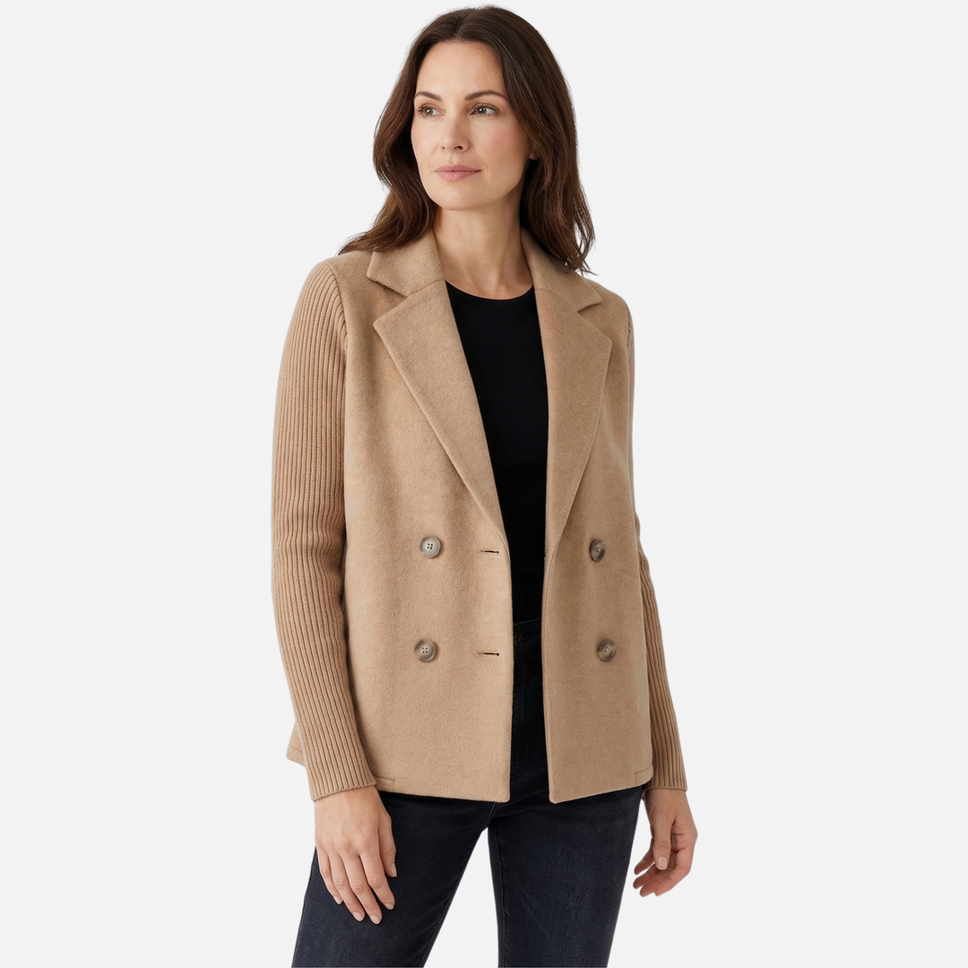 Strukturierter Blazer mit Gerippten Ärmeln für Frauen