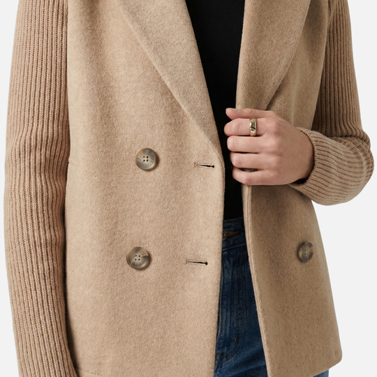 Strukturierter Blazer mit Gerippten Ärmeln für Frauen