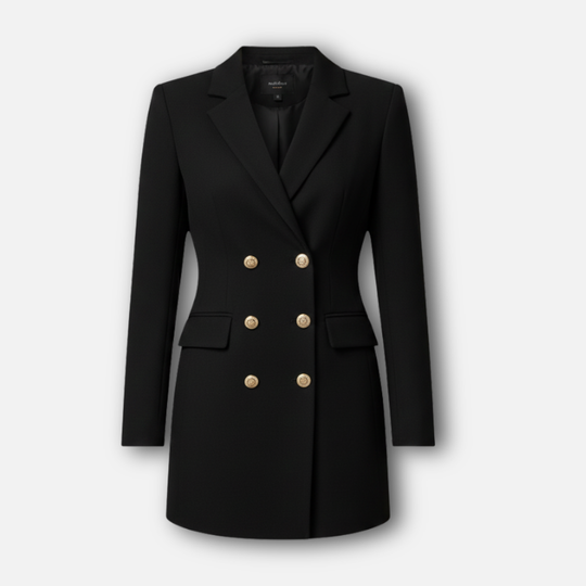 Strukturiertes Damen Blazer Minikleid mit goldfarbenen Knöpfen