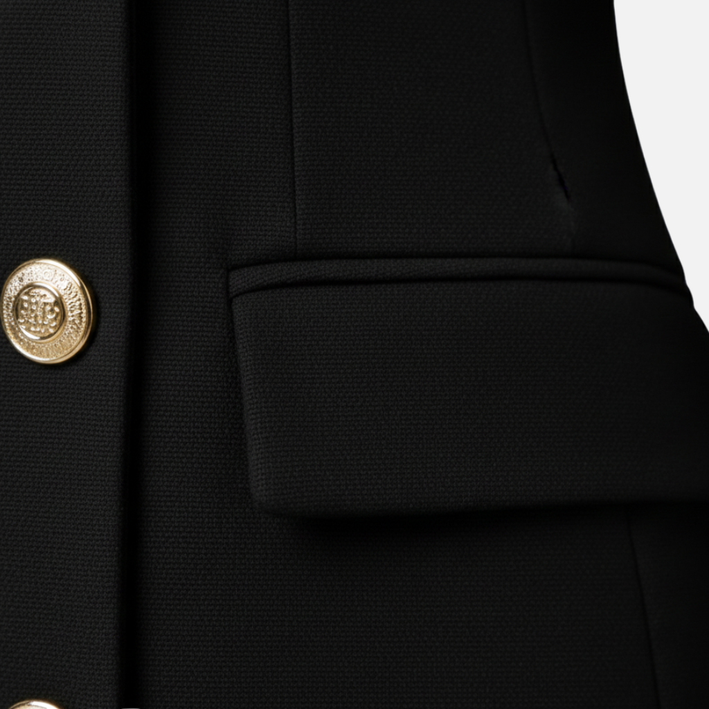 Strukturiertes Damen Blazer Minikleid mit goldfarbenen Knöpfen