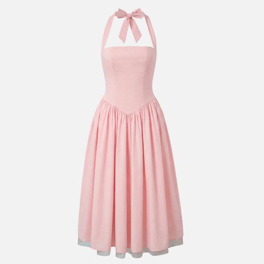 Tailliertes Midi-Schwingkleid mit Neckholder für Damen