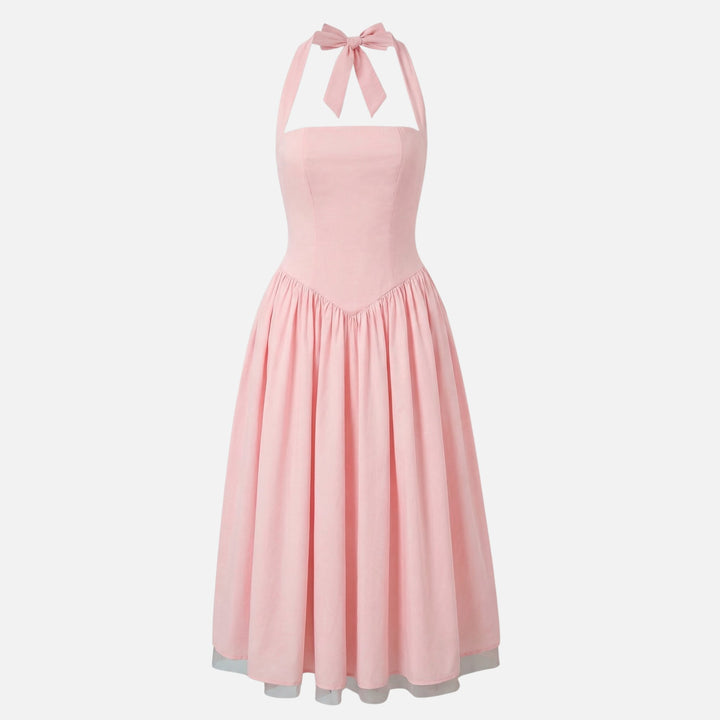Tailliertes Midi-Schwingkleid mit Neckholder für Damen