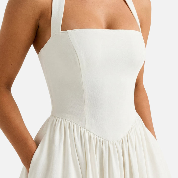 Tailliertes Midi-Schwingkleid mit Neckholder für Damen