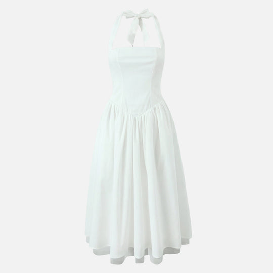 Tailliertes Midi-Schwingkleid mit Neckholder für Damen