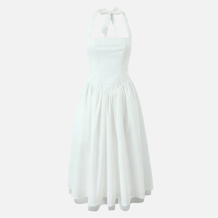 Tailliertes Midi-Schwingkleid mit Neckholder für Damen