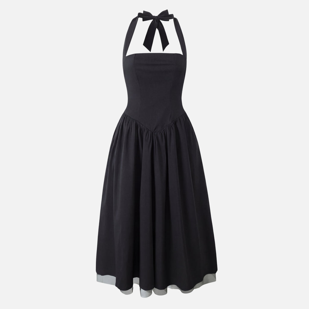 Tailliertes Midi-Schwingkleid mit Neckholder für Damen
