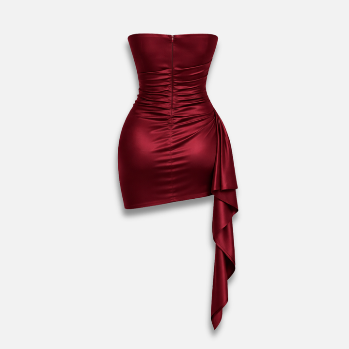 Damska satynowa sukienka mini bez rękawów na wieczorne imprezy