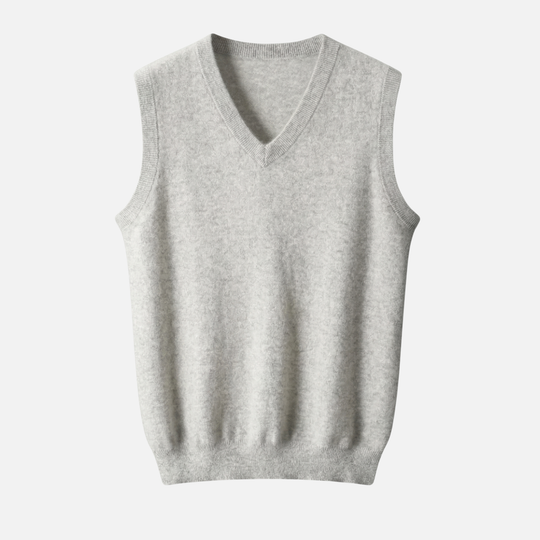V-Ausschnitt Strickweste mit Gerippten Kanten für Herren
