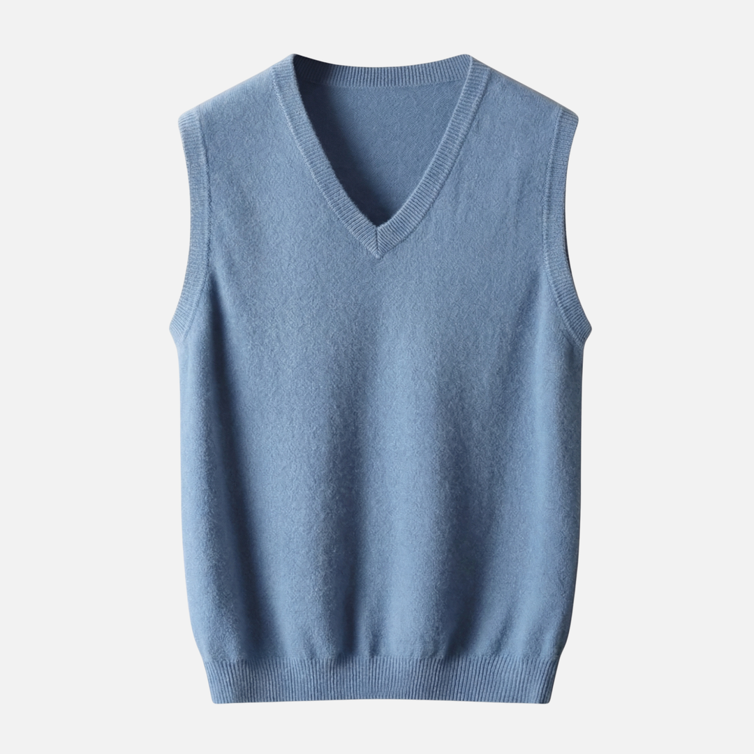 V-Ausschnitt Strickweste mit Gerippten Kanten für Herren