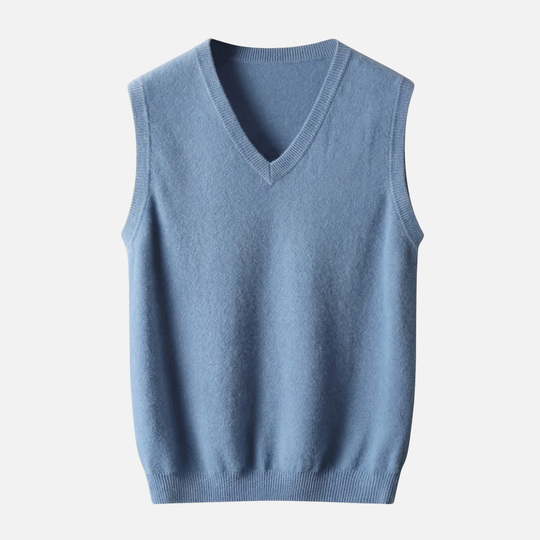 V-Ausschnitt Strickweste mit Gerippten Kanten für Herren