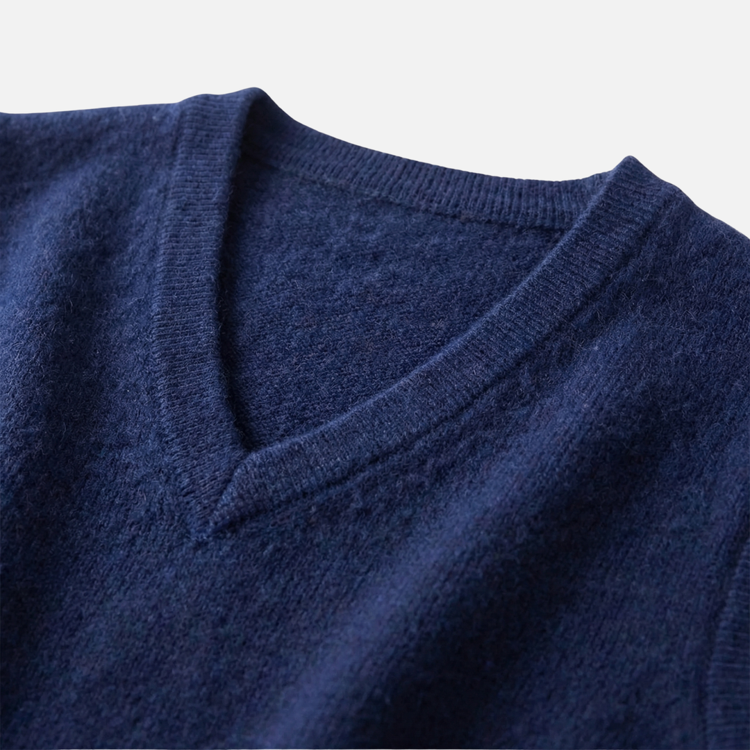 V-Ausschnitt Strickweste mit Gerippten Kanten für Herren