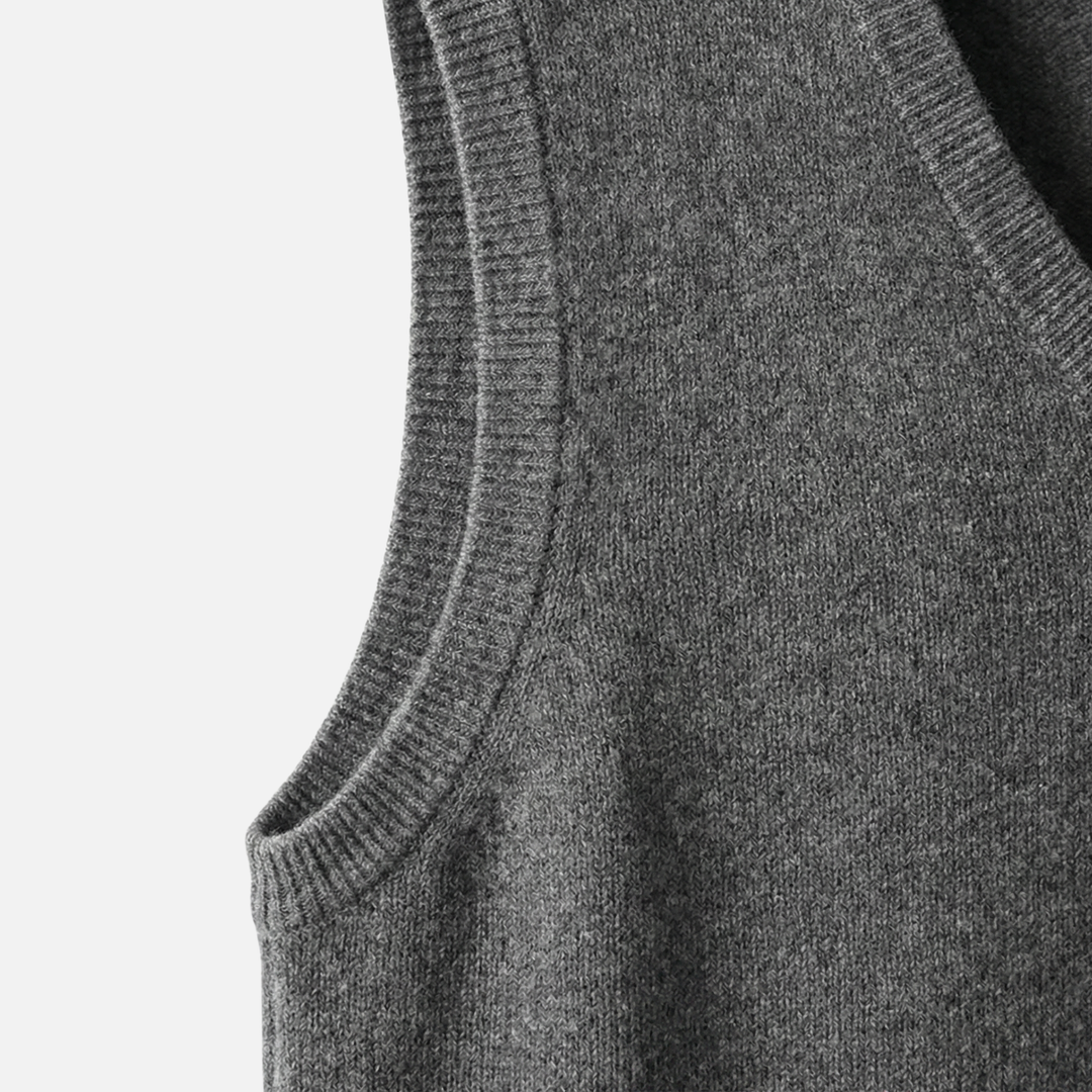 V-Ausschnitt Strickweste mit Gerippten Kanten für Herren