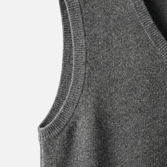 V-Ausschnitt Strickweste mit Gerippten Kanten für Herren