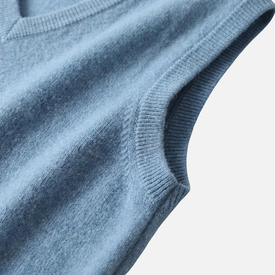 V-Ausschnitt Strickweste mit Gerippten Kanten für Herren