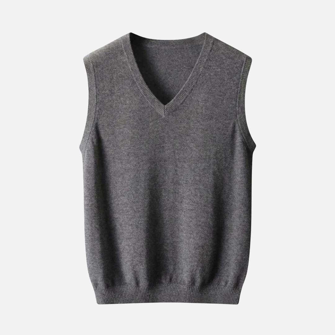 V-Ausschnitt Strickweste mit Gerippten Kanten für Herren