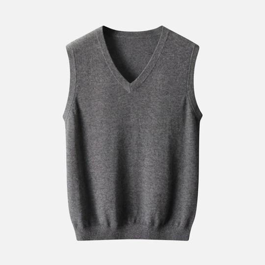 V-Ausschnitt Strickweste mit Gerippten Kanten für Herren