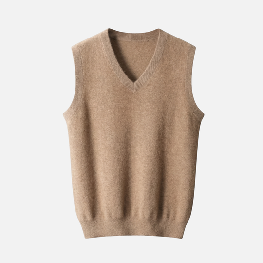 V-Ausschnitt Strickweste mit Gerippten Kanten für Herren