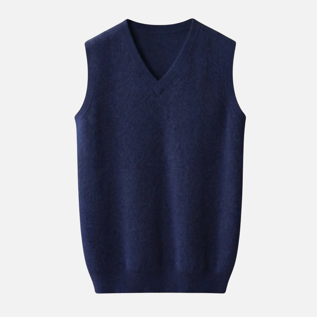 V-Ausschnitt Strickweste mit Gerippten Kanten für Herren