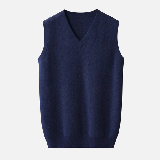 V-Ausschnitt Strickweste mit Gerippten Kanten für Herren