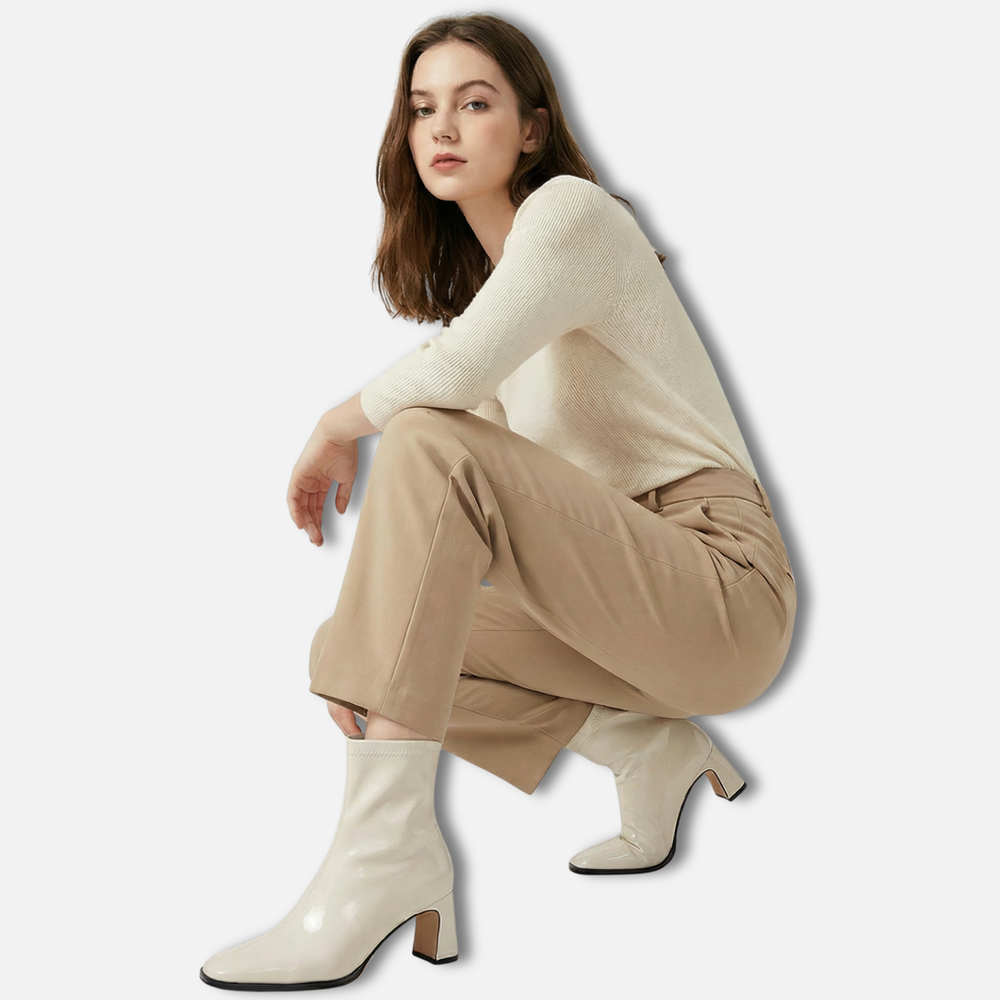 Vintage Stil Stiefeletten mit eckigen Zehen für Damen