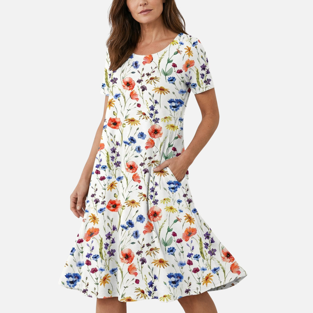 Viskose Midikleid mit Bindegürtel für Damen