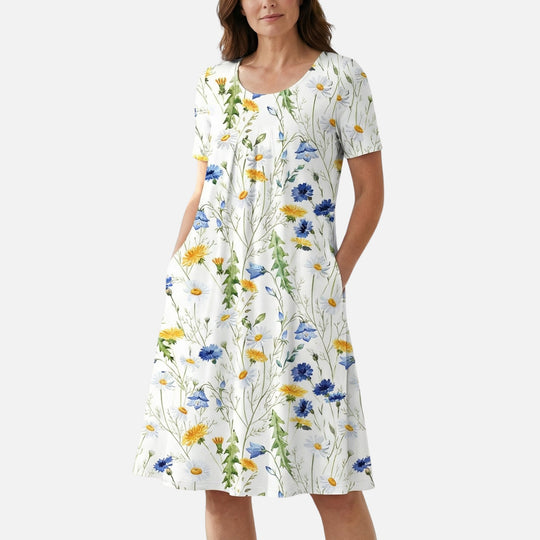 Viskose Midikleid mit Bindegürtel für Damen