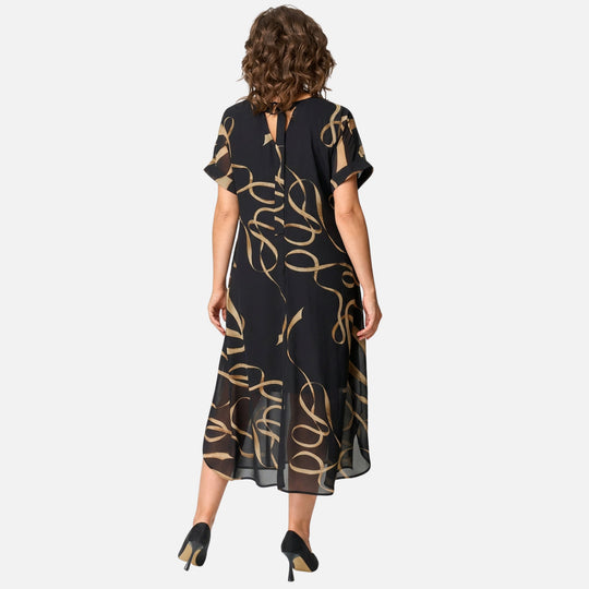 Weit geschnittenes Chiffon Midikleid mit V-Ausschnitt für Damen