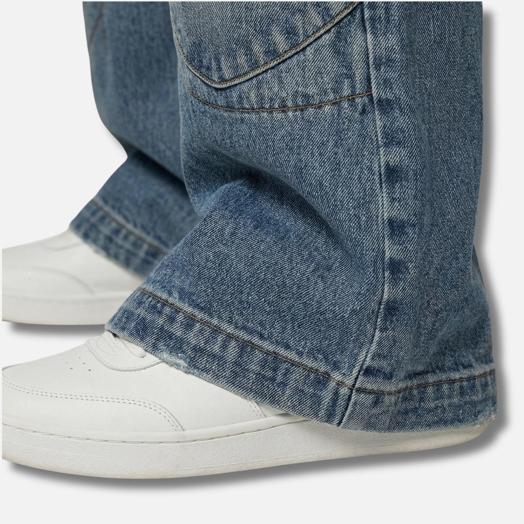 Weit geschnittene Jeans mit Rippbund für Damen