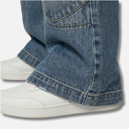 Weit geschnittene Jeans mit Rippbund für Damen