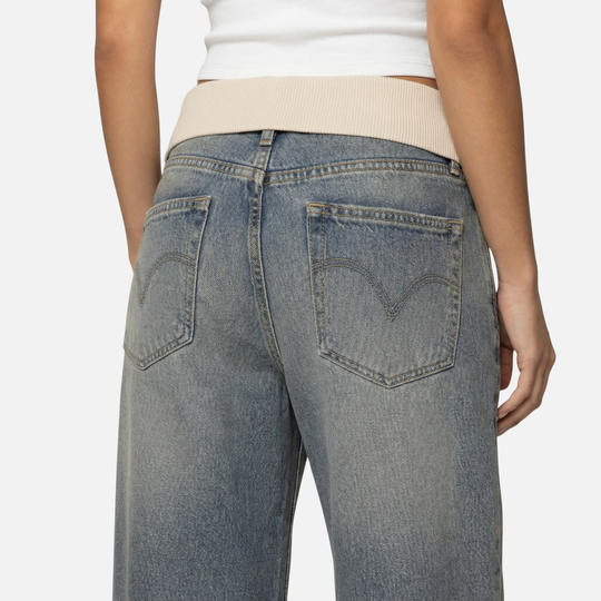 Weit geschnittene Jeans mit Rippbund für Damen