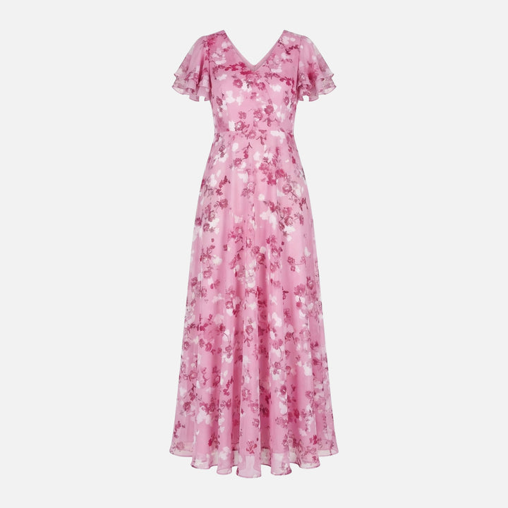 Wickel-Maxikleid aus Chiffon mit A-Linie und V-Ausschnitt für Damen
