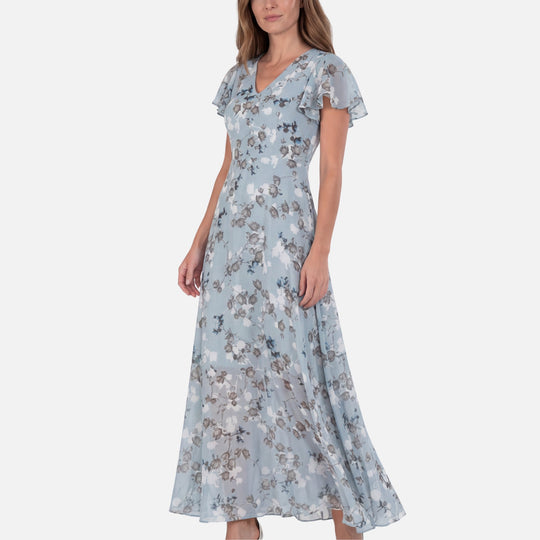 Wickel-Maxikleid aus Chiffon mit A-Linie und V-Ausschnitt für Damen